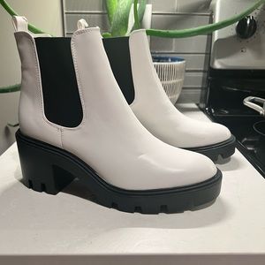 White Chunky Ankle Boots